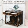 Dog Crate Furniture, Wooden Dog Crate End Table, 38.4 Inch Dog Kennel with 2 Drawers Storage, Heavy Duty Dog Crate, Decorative Pet Crate Dog Cage for