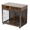 Dog Crate Furniture, Wooden Dog Crate End Table, 38.4 Inch Dog Kennel with 2 Drawers Storage, Heavy Duty Dog Crate, Decorative Pet Crate Dog Cage for