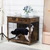 Dog Crate Furniture, Wooden Dog Crate End Table, 38.4 Inch Dog Kennel with 2 Drawers Storage, Heavy Duty Dog Crate, Decorative Pet Crate Dog Cage for