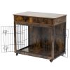 Dog Crate Furniture, Wooden Dog Crate End Table, 38.4 Inch Dog Kennel with 2 Drawers Storage, Heavy Duty Dog Crate, Decorative Pet Crate Dog Cage for