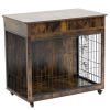 Dog Crate Furniture, Wooden Dog Crate End Table, 38.4 Inch Dog Kennel with 2 Drawers Storage, Heavy Duty Dog Crate, Decorative Pet Crate Dog Cage for