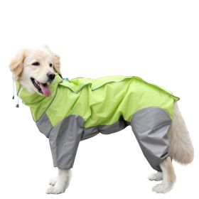 A Raincoat for all small and large dogs; Pet raincoat Medium large dog Golden hair Samo Alaska waterproof four foot raincoat Dog hooded raincoat (colour: red, size: 26)