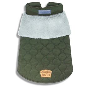 Touchdog 'Furrost-Bite' Fur and Fleece Fashion Dog Jacket (Color: Green, size: small)