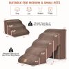 22 Inches and 11 Inches Foam Pet Stairs Set with 5-Tier and 3-Tier Dog Ramps