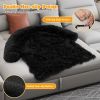 Black Plush Calming Dog Couch Bed with Anti-Slip Bottom